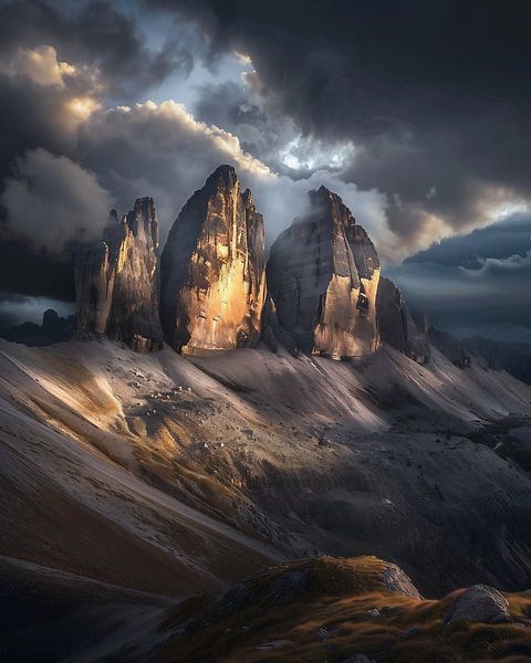 Berggipfel im Sonnenaufgang von fernlichtsicht