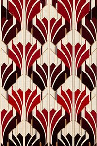 Rote Creme Art Deco-Motiv