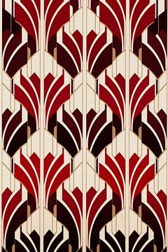 Rood Creme Art Deco Motief van Whale & Sons