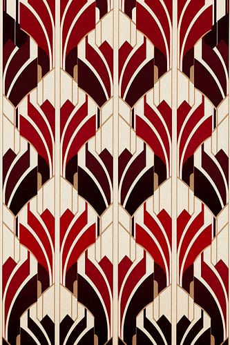 Rood Creme Art Deco Motief