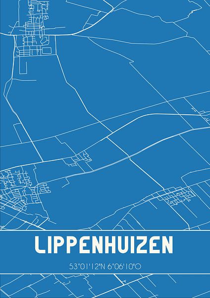Blauwdruk | Landkaart | Lippenhuizen (Fryslan) van Stad & Wand