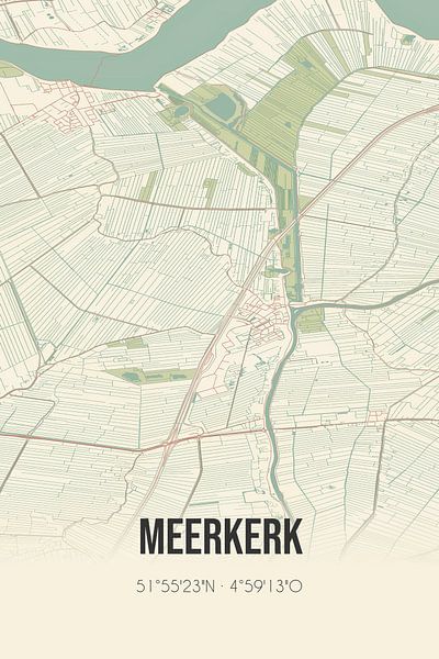 Carte ancienne de Meerkerk (Utrecht) par Affiches de lieux