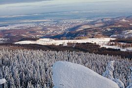 Vue de la Leistenklippe sur Wernigerode (Harz) et le château de Wernigerode