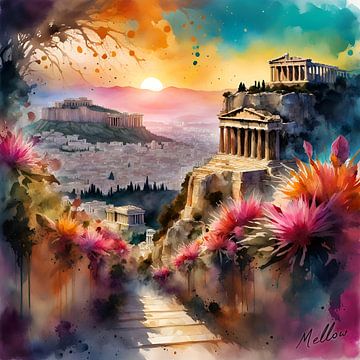 Akropolis in Bloei van Mellow Art