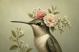 Kolibri mit Blumen von Salt Theory