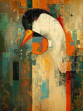 Vogel + Abstract van Abstract Schilderij