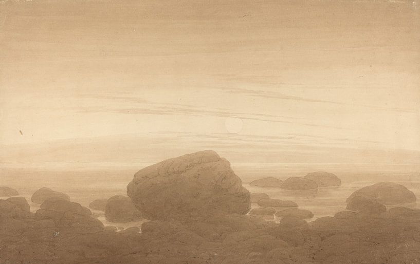 Moonrise on an Empty Shore, Caspar David Friedrich by Masterful Masters