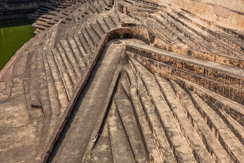 Traditional stepwell at Nahargarh-Fort in Jaipur, Rajasthan, India. by Tjeerd Kruse