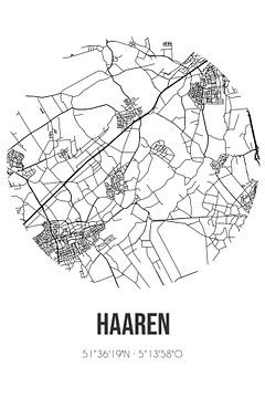 Haaren (Noord-Brabant) | Landkaart | Zwart-wit van Rezona