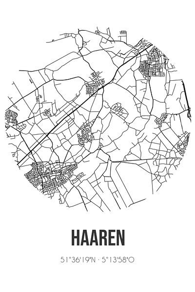 Haaren (Noord-Brabant) | Map | Black and white by Prints of Place