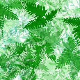 Pflanzen Blätter Farn Grün Illustration Weiß Tropical Dschungel von Andrea Schuller