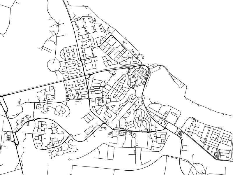 Carte de Delfzijl en noir et blanc par De Kaartenwinkel