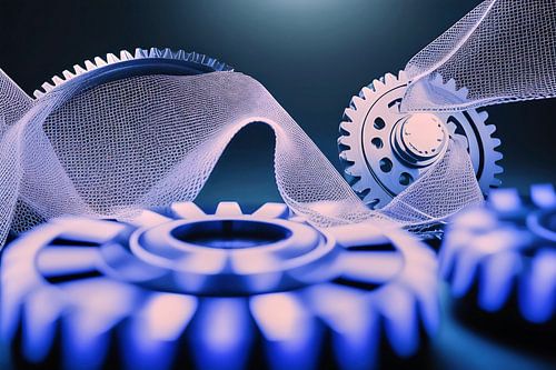 Abstracte mechanismen in blauw licht