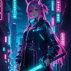 Cyberpunk Samurai Girl Anime Japan van Ruzerin