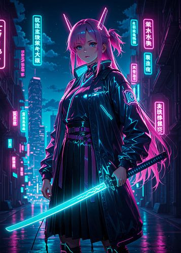Cyberpunk Samurai Girl Anime Japan
