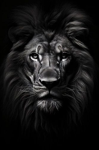 Minimalist animal portrait in black and white