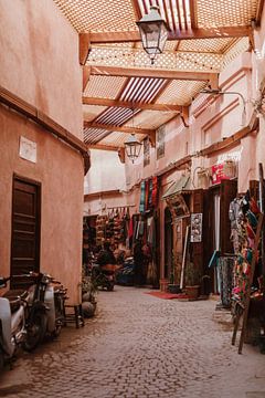 Roze straat in Marrakech van Joke van Veen