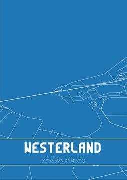 Blauwdruk | Landkaart | Westerland (Noord-Holland) van Rezona