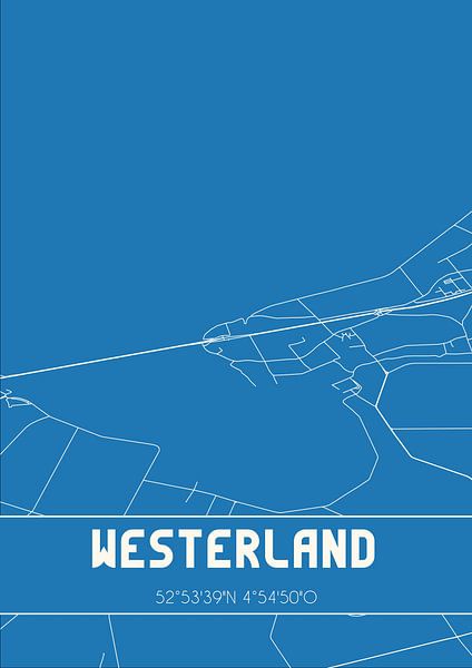 Blauwdruk | Landkaart | Westerland (Noord-Holland) van Stad & Wand
