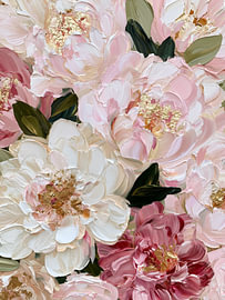 Blassrosa Pfingstrosenblüten mit Gold