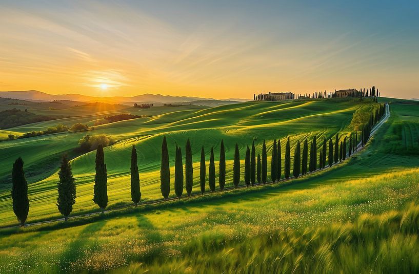 Ochtendsfeer in wijngaarden van fernlichtsicht