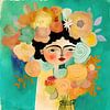 Mexicaans meisje met bloemen van Floral Abstractions