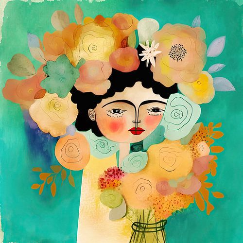 Fillette mexicaine avec fleurs