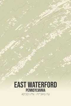 Vintage landkaart van East Waterford (Pennsylvania), USA. van Rezona