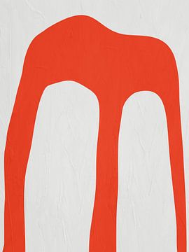 Organische abstracte kunst - oranje en witte tinten van Online Arts
