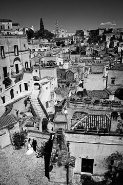 Mariage italien à Matera en noir et blanc