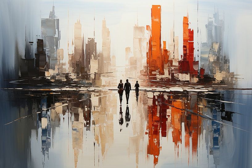 abstract schilderij met mensen in de stad van Animaflora PicsStock