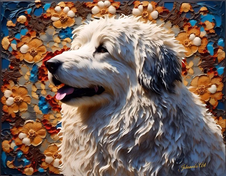 Romanian Mioritic Shepherd Dog Art 3 - "Guardian of the Carpathians" by Johanna's Art by Johannas Art Creations