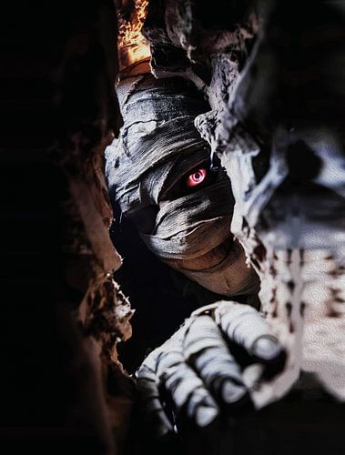 Griezelige Mummie Muur Kunst - Donker Horror Portret