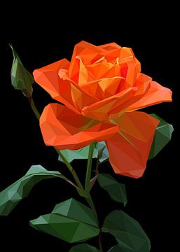 Orange Rose Blume in abstrakten Lowpoly von Yoga Art 15