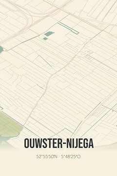 Vieille carte de Ouwster-Nijega (Fryslan) sur Rezona