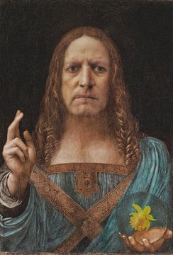Zelfportret als Leonardo da Vinci,'sSalvator Mundi