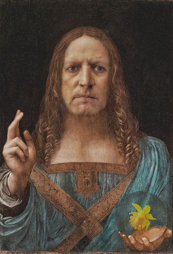 Zelfportret als Leonardo da Vinci,&#039;sSalvator Mundi
