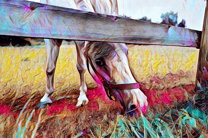 Cheval dans la prairie peinture par Patricia Piotrak