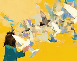 women's doves | Sunlit Dove Woman by Modern Collection
