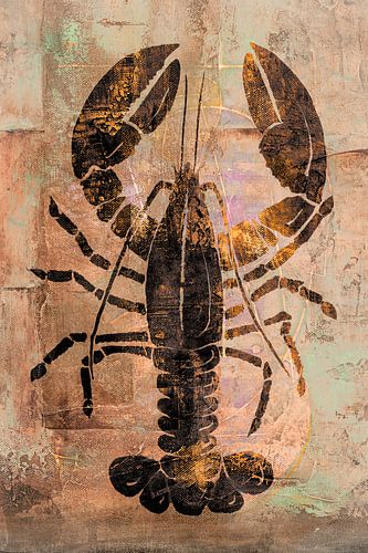Peinture de homard. Tons bruns.