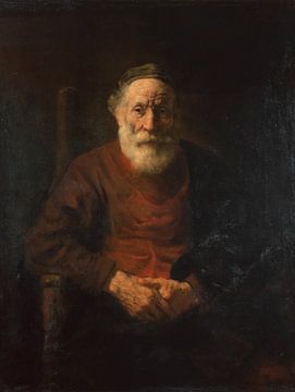 Das Kunstwerk Bildnis eines alten Mannes in rotem Gewand - Rembrandt