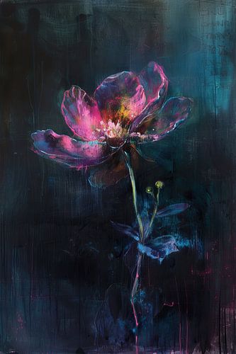 Peinture de fleurs en néon | Radiant Flora Symphony