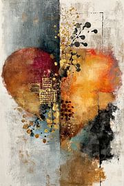 Abstract Painting - Gold Orange Cheerful and Elegant by Joriali Abstract