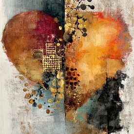 Abstraktes Gemälde - Gold Orange Fröhlich und Elegant von Joriali Abstrakte Kunst