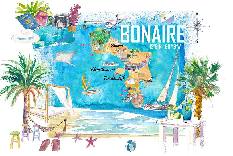 Bonaire Niederländische Antillen Karibische Insel Illustrierte Reiseka von Markus Bleichner