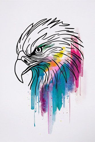 Abstracte Aquarel Adelaar in Kleur