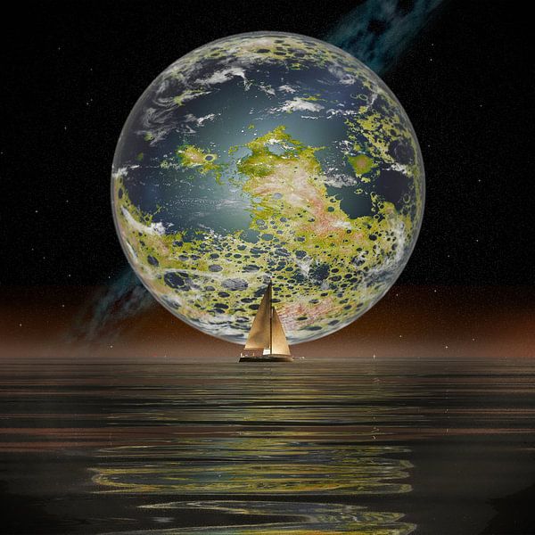The New Moon on the horizon by Frans Blok - photos, art and other wall decoration