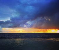 De blauwe baai, zonsondergang op Curaçao