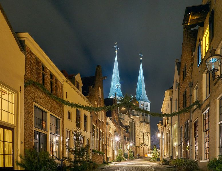 The Bergkerk church in Deventer on the eve of the Dickens festival. by Ad Jekel