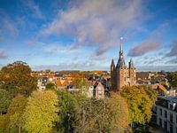 Zwolle city aerial view at the Sassenpoort